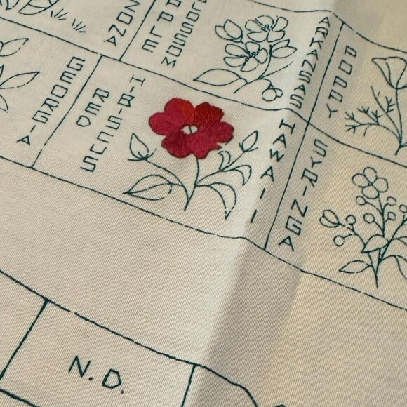 Vintage Paragon Needlecraft Embroidered USA Map State Flower Unfinished - Picture 3 of 6